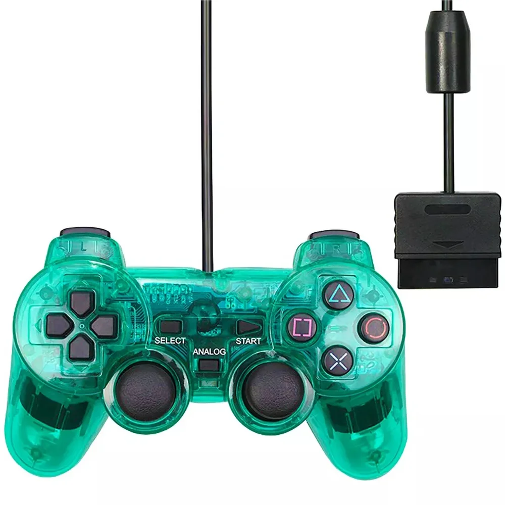 Controle Compatível Com Ps2 Doubleshock 2 Transparente A052 Cor:verde