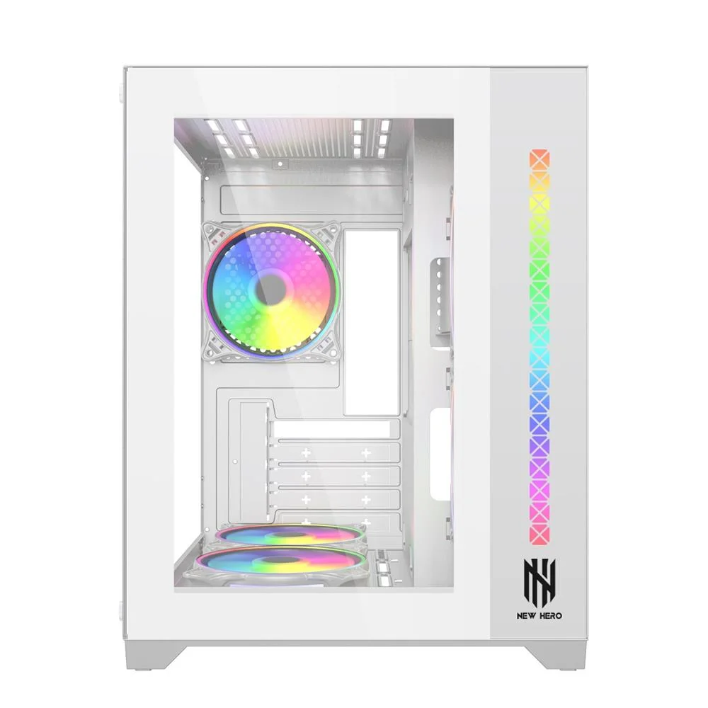Gabinete Gamer New Hero Majesty, RGB, Mid Tower, Vidro Temperado, Sem Fonte, Sem Fan, Branco Gabinete Gamer New Hero Majesty, RGB, Mid Tower, Vidro Temperado, Sem Fonte, Sem Fan, Branco