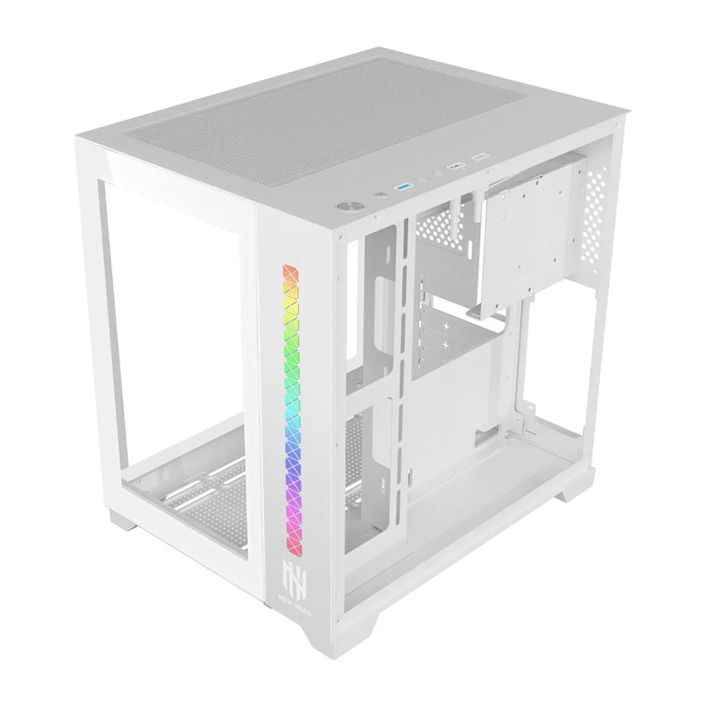 Gabinete Gamer New Hero Majesty, RGB, Mid Tower, Vidro Temperado, Sem Fonte, Sem Fan, Branco Gabinete Gamer New Hero Majesty, RGB, Mid Tower, Vidro Temperado, Sem Fonte, Sem Fan, Branco