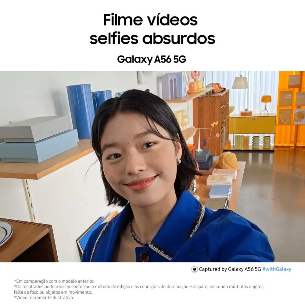 Celular Samsung Galaxy A56 5g 256gb, 8GB Ram, Câmera 50mp, Ip67, Super AmoLED 6.7”, Recursos Ai - Preto