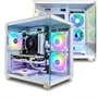 Gabinete Gamer Aquário Branco com 5 Fans RGB Inclusas Mini Tower para Placas Micro Atx Mini ITX Vidro Temperado