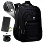 Kit Mochila Executiva Trabalho Saida Usb + Carregador Portátil + Fone De Ouvido Bluetooth (preto+preto)