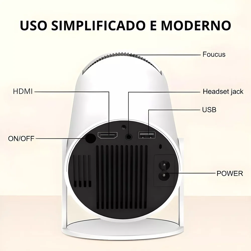 Projetor Portátil Hy300 Smart Wifi Bluetooth Integrados Android 11.0 Alta Resolução C/ Auto Falante