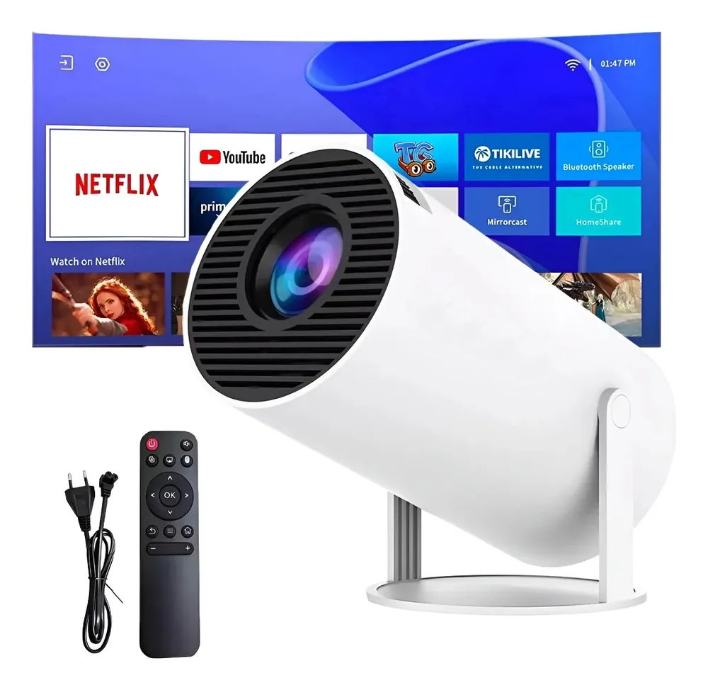 Projetor Portátil Hy300 Smart Wifi Bluetooth Integrados Android 11.0 Alta Resolução C/ Auto Falante