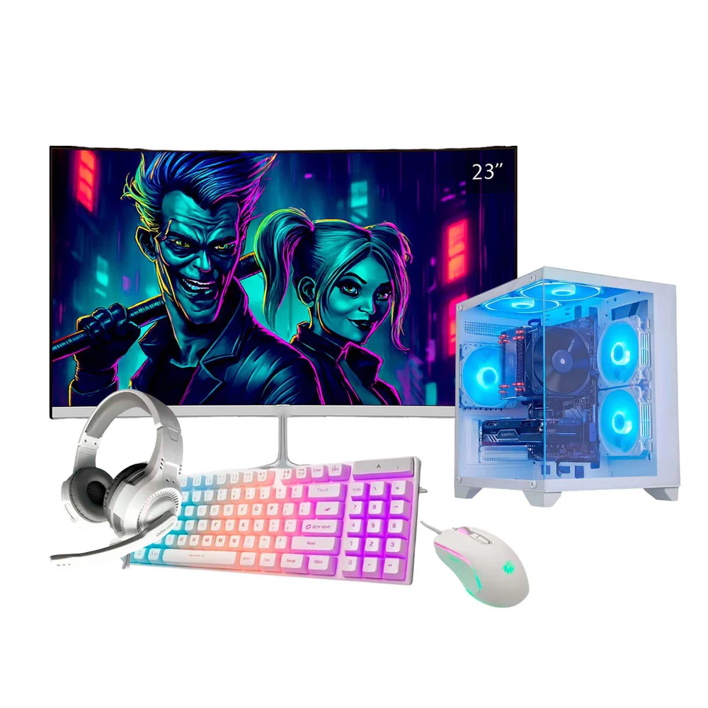 "Computador PC Gamer Intel Core i9 11ª Geração 64gb Ram Nvme 2TB RTX 5060 8gb Monitor 23"" 180hz Curvo - Branco"