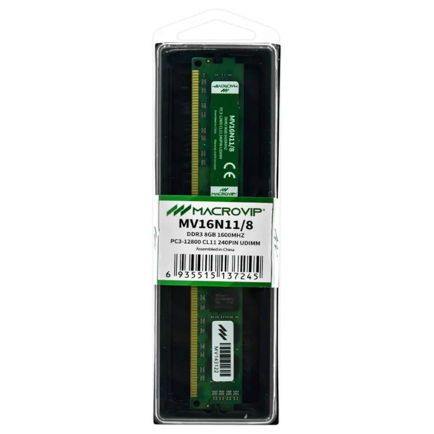 Memória Ram PC Desktop 8GB Ddr3 1600mhz Macrovip Mv16n11/8 Memória Ram PC Desktop 8GB Ddr3 1600mhz Macrovip Mv16n11/8