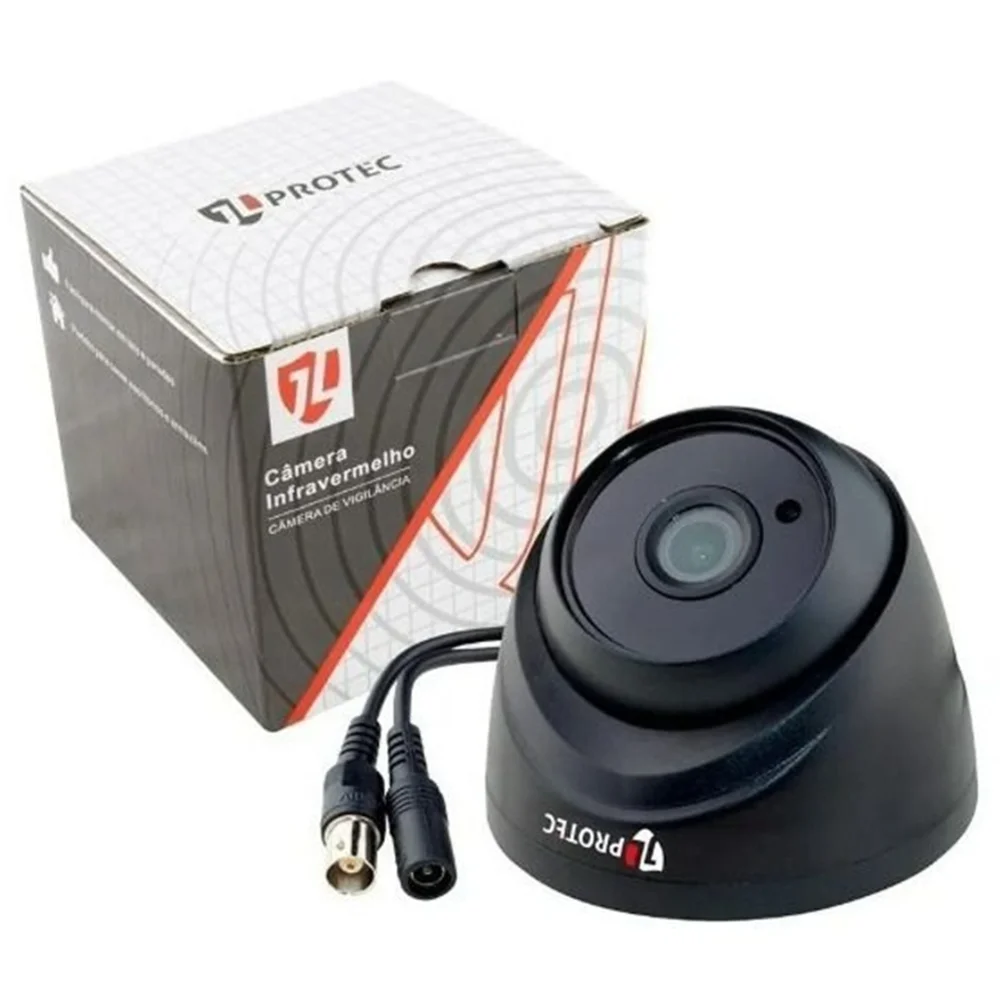 Câmera De Segurança Jl Protec Dome Black Interna Full Hd 1080p Com Visão Noturna De 20 Metros E Lente 2.8mm