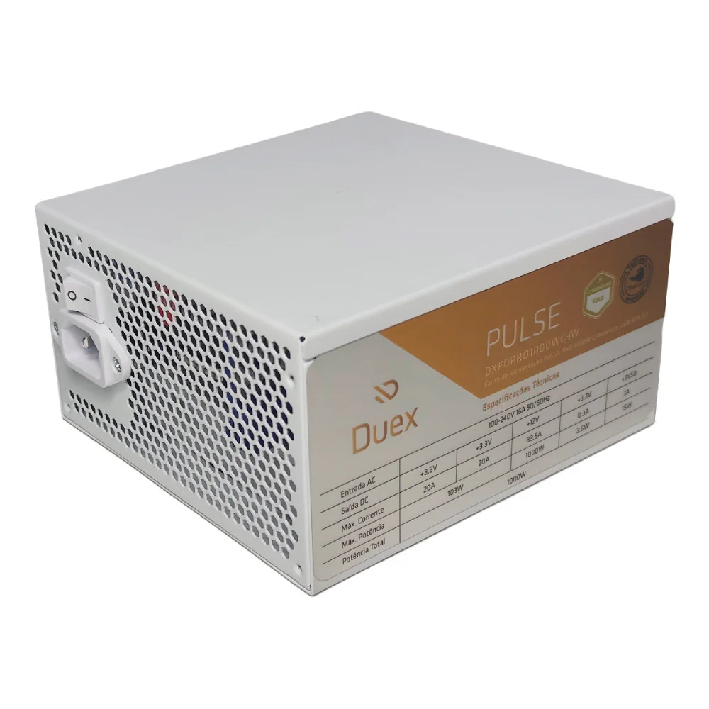 Fonte De Alimentação Duex Multi White 1000w Cybenetics Gold Teclab Full Modular - Dxfopro1000wg3w Fonte De Alimentação Duex Multi White 1000w Cybenetics Gold Teclab Full Modular - Dxfopro1000wg3w