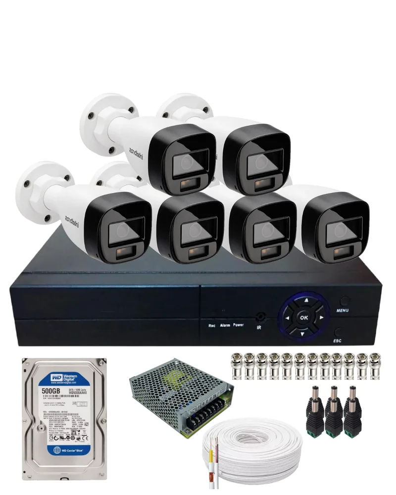 Kit Completo 6 Câmeras  Intelbras 1120b Full Color Dvr 8ch Com Hd 500gb Instalado