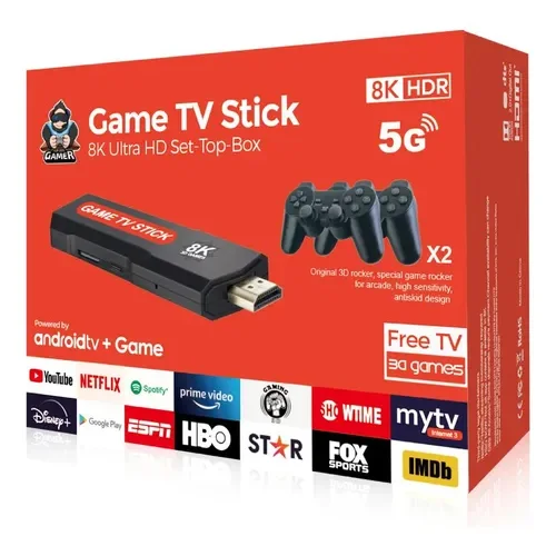 Tv Stick 8k Hdr 5g Com Controle Remoto E 2 Controles De Jogo Tv Stick 8k Hdr 5g Com Controle Remoto E 2 Controles De Jogo