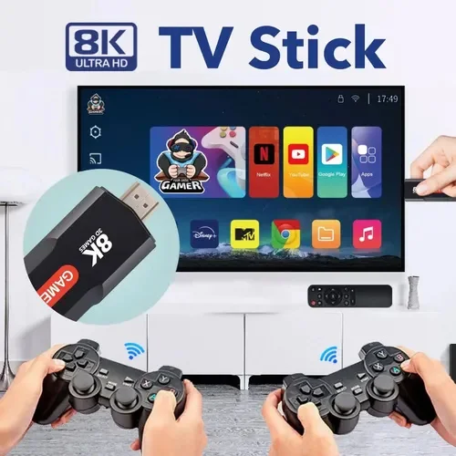 Tv Stick 8k Hdr 5g Com Controle Remoto E 2 Controles De Jogo Tv Stick 8k Hdr 5g Com Controle Remoto E 2 Controles De Jogo