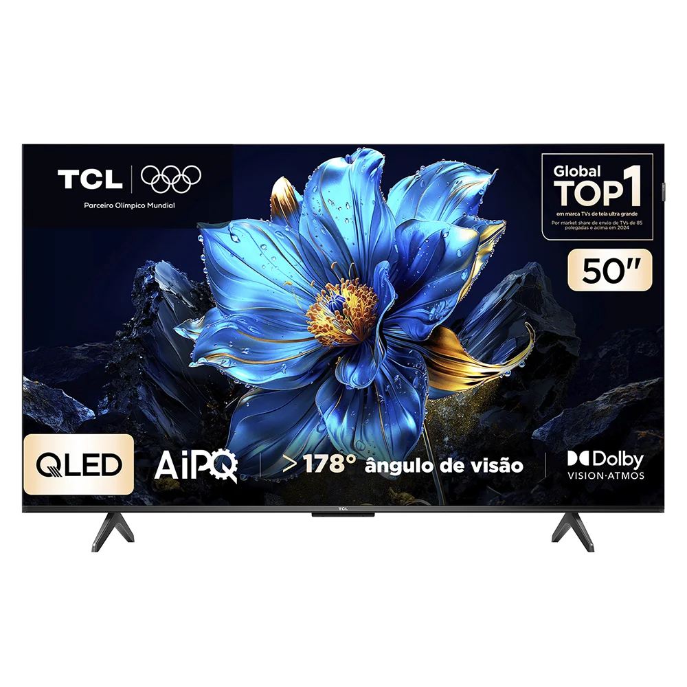Smart TV TCL 50 Polegadas QLED 4K P7K WiFi Bluetooth Google TV HDR10+ Dolby Atmos Dolby Vision 50P7K