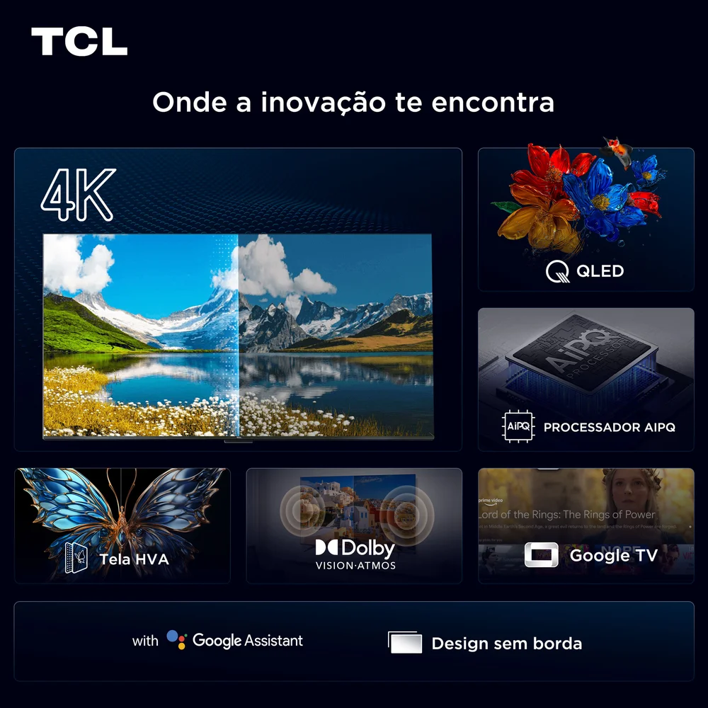 Smart TV TCL 50 Polegadas QLED 4K P7K WiFi Bluetooth Google TV HDR10+ Dolby Atmos Dolby Vision 50P7K - view 5