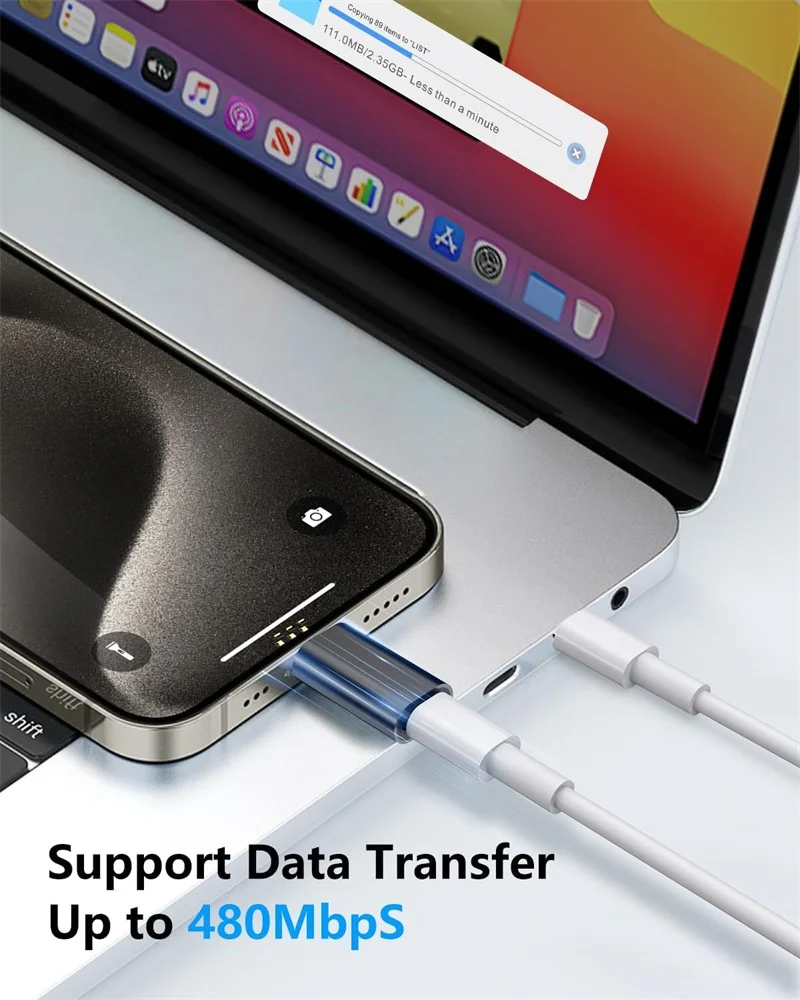 Adaptador Otg Para Iphone 15 E 16 Usb C Para Conector Ligh