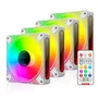 Kit 4 Cooler Fan Coolmoon DM1 Alta Performance, Branco, Pwm 4 Pinos, ARGB 3 Pinos, Silencioso, 800-1800 RPM, Com Controlador de LED