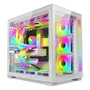 Kit 4 Cooler Fan Coolmoon DM1 Alta Performance, Branco, Pwm 4 Pinos, ARGB 3 Pinos, Silencioso, 800-1800 RPM, Com Controlador de LED