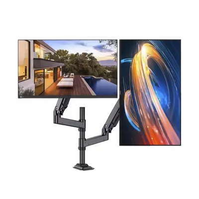 Suporte Duplo Para Monitor 17" A 27", Pistão A Gás, Ergonômico, Reforçado