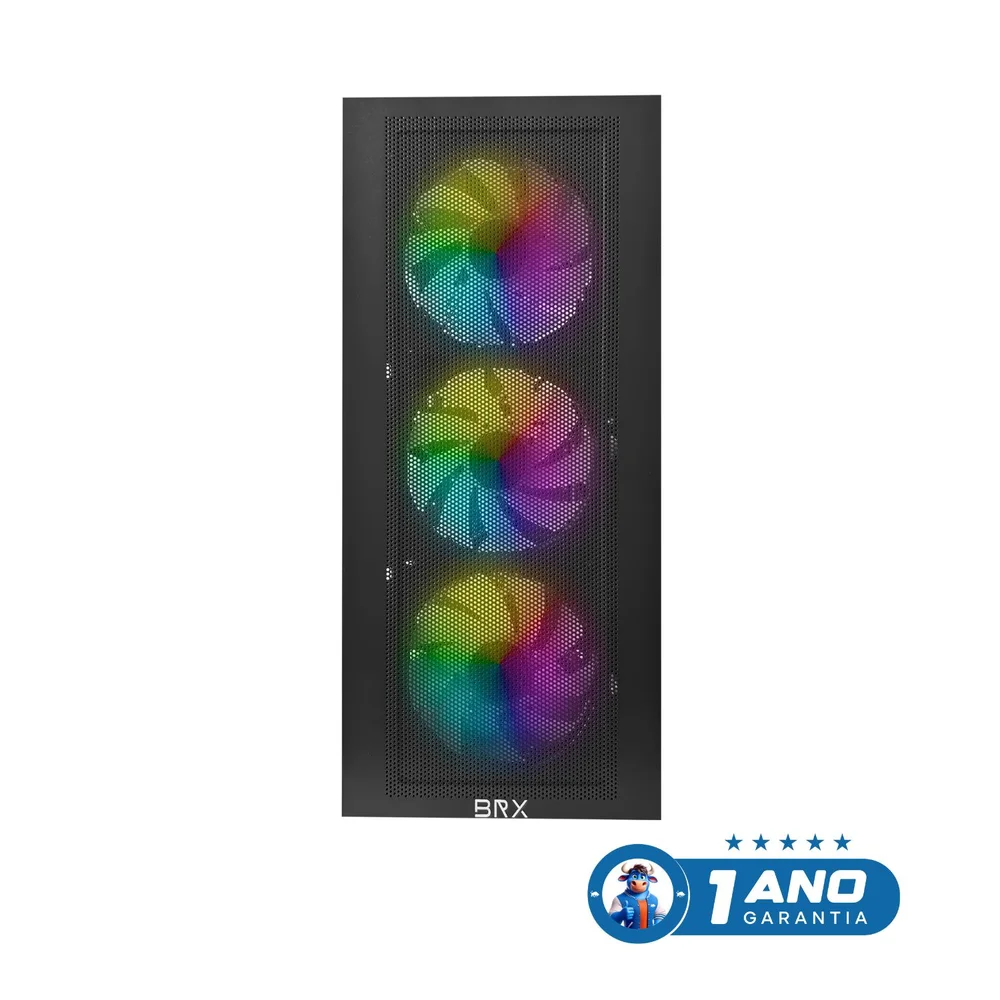 Gabinete Brx Ca-056 Zephyra Vidro Temperado C/3 Fans Preto
