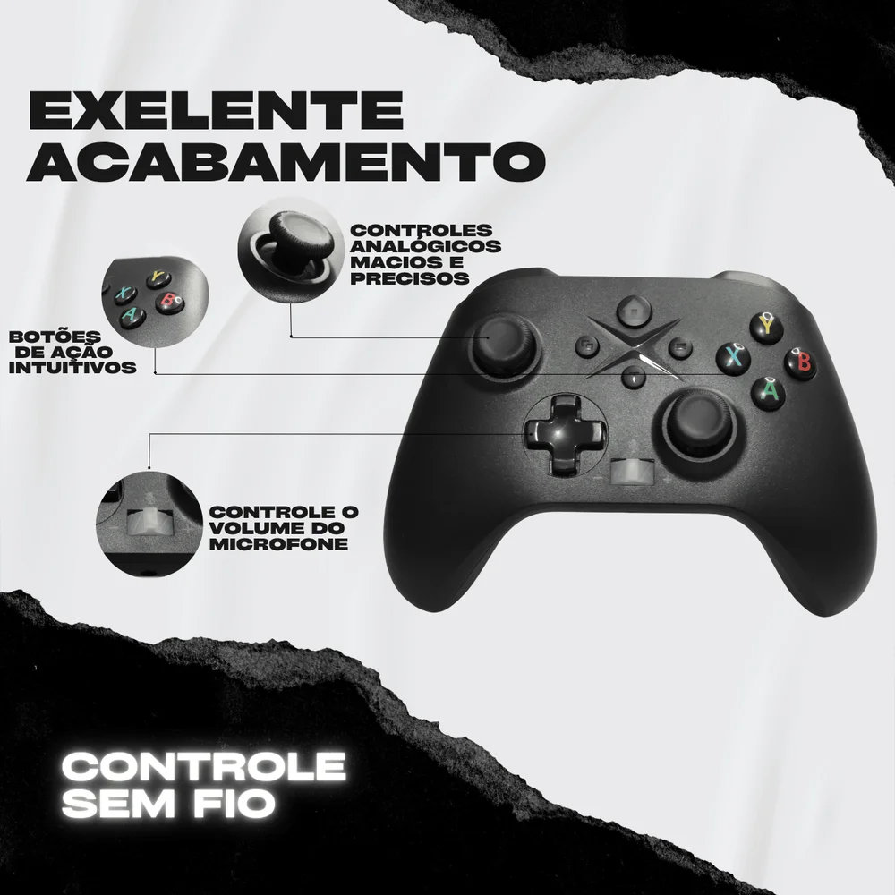 Controle Sem Fio 2.4g 16 Botões Compatível One E Computador Controle Sem Fio 2.4g 16 Botões Compatível One E Computador