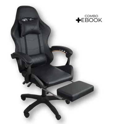 Cadeira Gamer Stillus Ergonômica Com Apoio Para Os Pés - Preto - 1