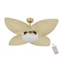 Ventilador De Teto Dormamu Dourado 4 Pás Palmae Natural 127v Com Controle