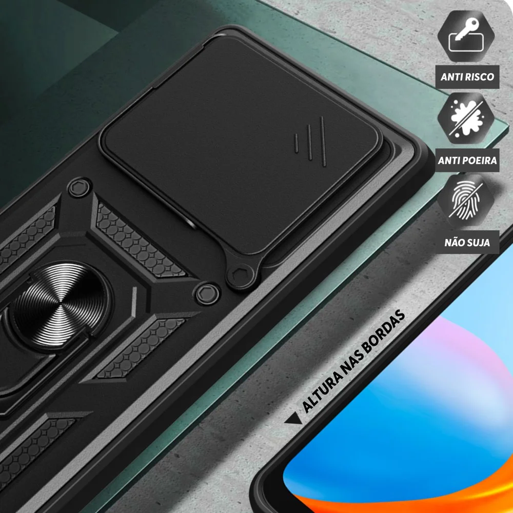 Capa Capinha Case Para Realme Note 60 4g - Protetora Resistente Anti Impacto Queda Armadura Militar Cor:preto