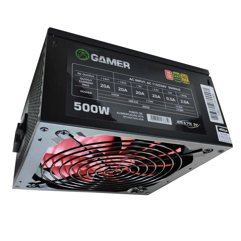 Fonte De Alimentacao Brazilpc 500w 80plus Bronze Bpc/500-80plus/b Fonte De Alimentacao Brazilpc 500w 80plus Bronze Bpc/500-80plus/b