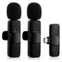 Microfone De Lapela Dupla Sem Fio Tipo C - Ideal Para Podcast, Transmissões Vlogs