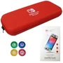 Case Nintendo Switch OLED Vermelho+ 4 Grips + Película Vidro
