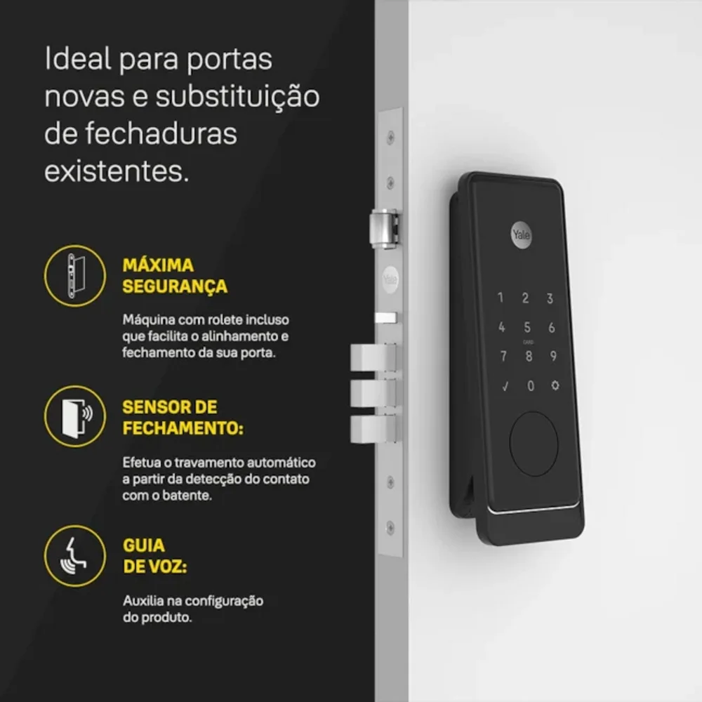 Fechadura Digital Gemini Mini Com Biometria Senha Tag Yale