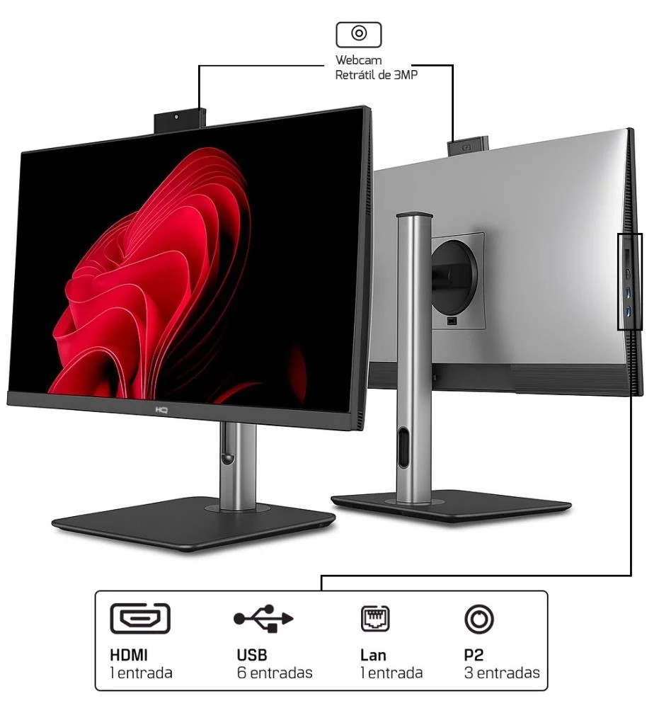 "Computador All In One 24"", Intel Core i5 12400 12ª Geração, 16gb Ddr4, SSD 1TB, Webcam, Wifi, Bluetooth, Hq Silver Aihqp-006" em Campinas - foto 4