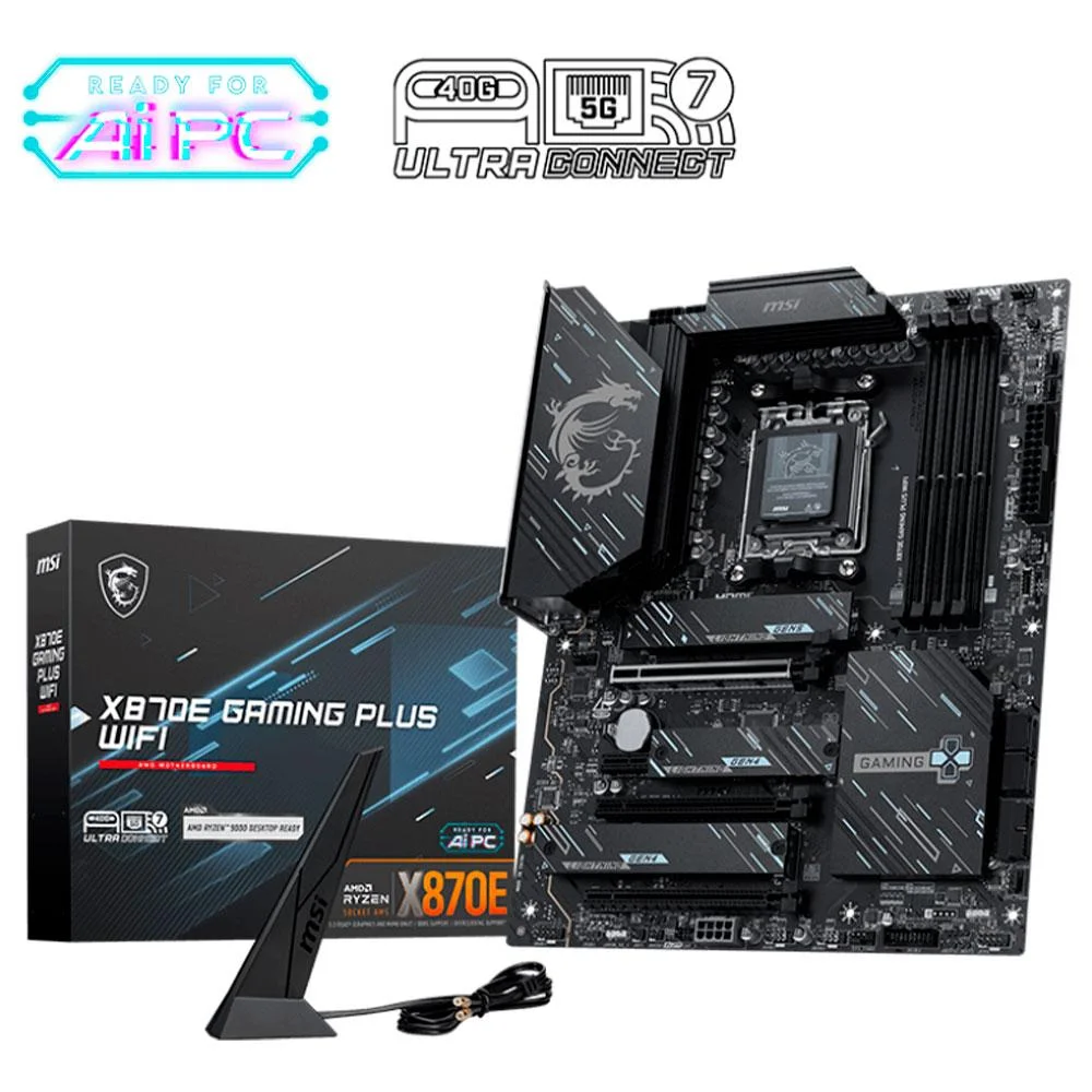 Placa Mãe Msi X870e Gaming Plus Wifi Am5 4xDDR5 Chipset Amd X870e Atx Placa Mãe Msi X870e Gaming Plus Wifi Am5 4xDDR5 Chipset Amd X870e Atx