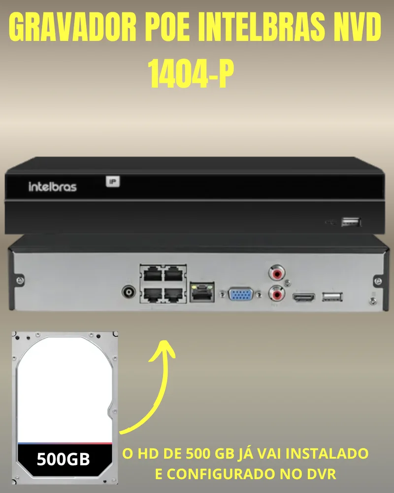 Kit 4 Câmeras Ip Vipc Intelbras Nvd 1404p Hd 500gb