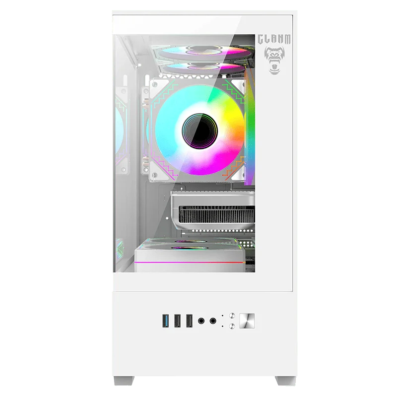 Gabinete Gamer Aquário Clanm Megalon, Vidro Temperado - Snow Gabinete Gamer Aquário Clanm Megalon, Vidro Temperado - Snow