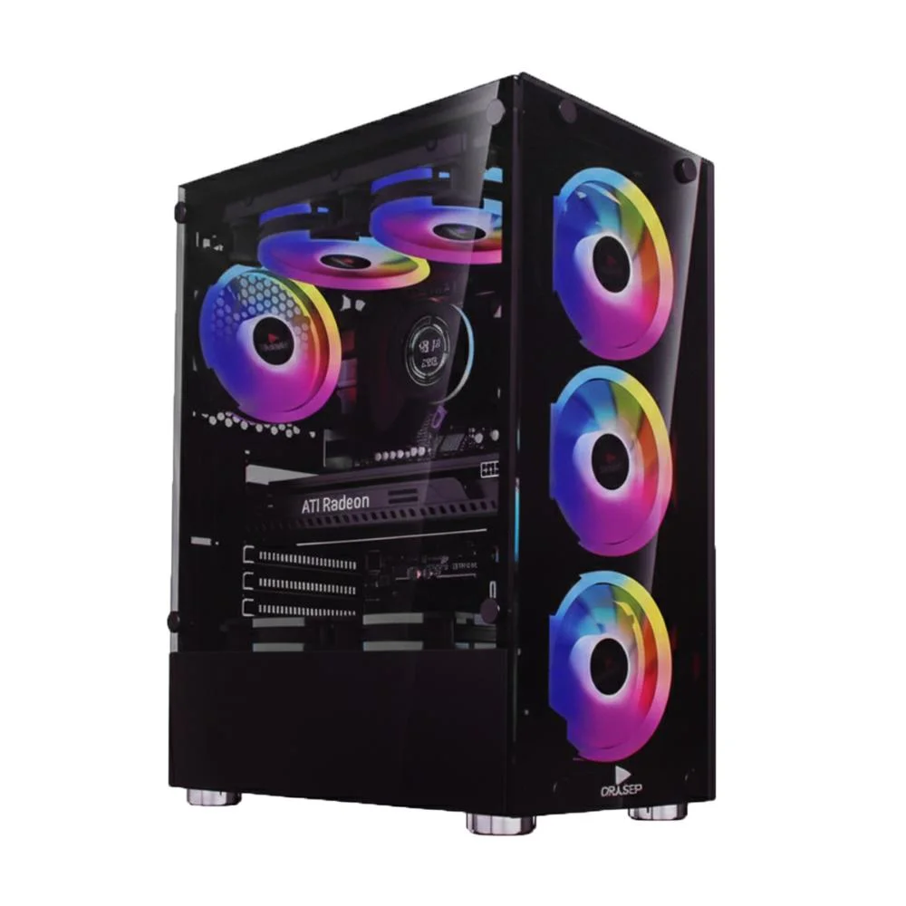 Gabinete Gamer 6 Ventoinhas RGB Mid Tower Atx Vidro Lateral Baia Para SSD/hdd Gabinete Gamer 6 Ventoinhas RGB Mid Tower Atx Vidro Lateral Baia Para SSD/hdd