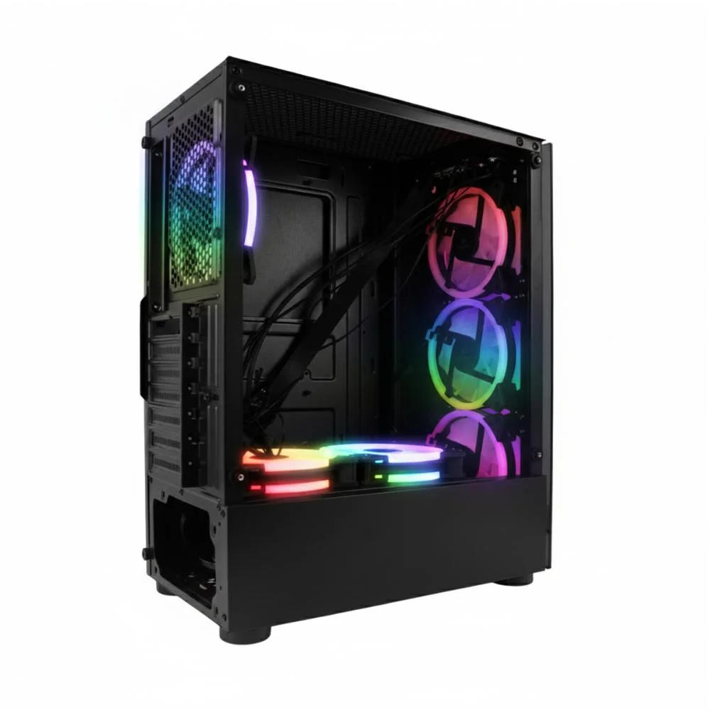 Gabinete Gamer 6 Ventoinhas RGB Mid Tower Atx Vidro Lateral Baia Para SSD/hdd Gabinete Gamer 6 Ventoinhas RGB Mid Tower Atx Vidro Lateral Baia Para SSD/hdd