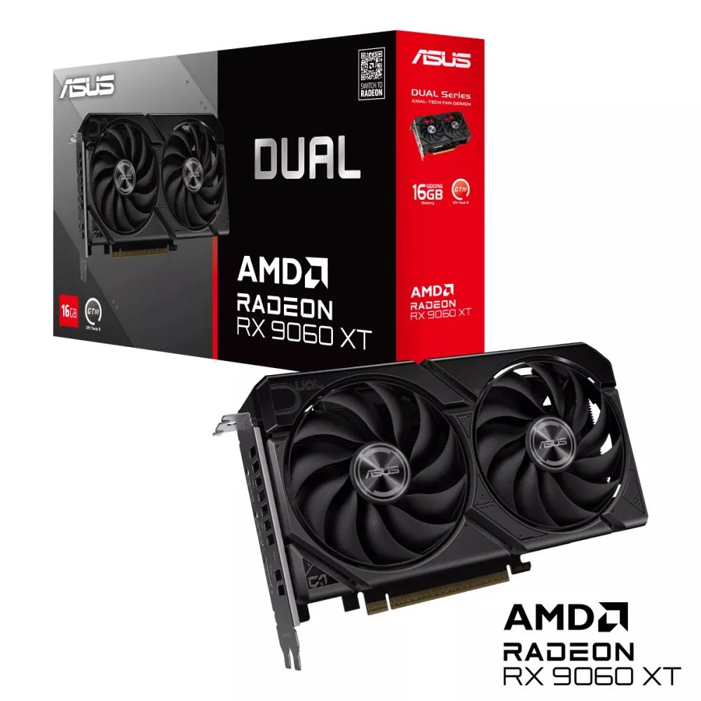 Placa De Vídeo Amd Radeon Asus Rx9060xt Dual Series 16gb Gddr6 90yv0lg2-m0na00