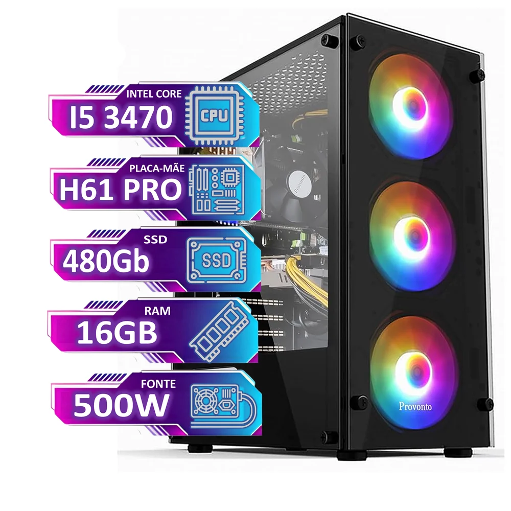 PC Cpu Gamer Completo Intel  SSDhd 16gb Ram Com Placa De Vídeo