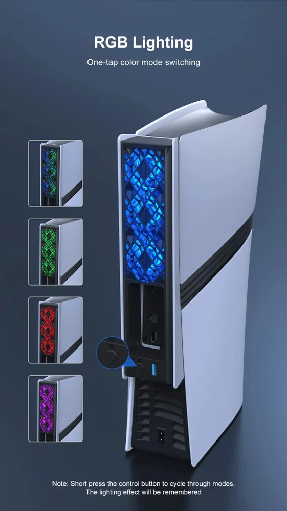Cooler LED RGB Para Playstation 5 Slim Pro 3 Ventoinhas 1 Usb 3.0