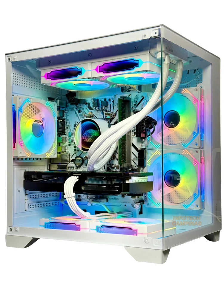 PC Gamer Aquario Branco Ryzen 7 5700x | Rx 7600 8GB | 16gb Ram | SSD Nvme 1TB | Water Cooler 240mm | Win11 Pro