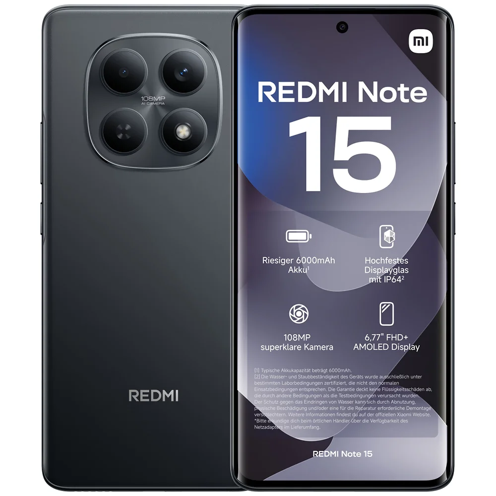"Celular Xiaomi Redmi Note 15 De 128GB 6gb Ram De 6.77"" 108mp 20mp - Preto"